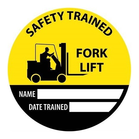 Safety Trained Fork Lift Name Date Trained Hard Hat Label, Pk25, Material: Reflective Vinyl Sheeting
